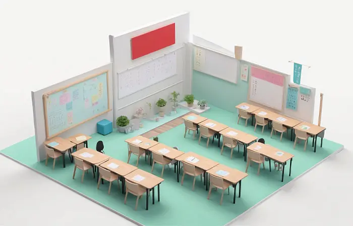 Classroom Layout 3D Design Model Illustration image
